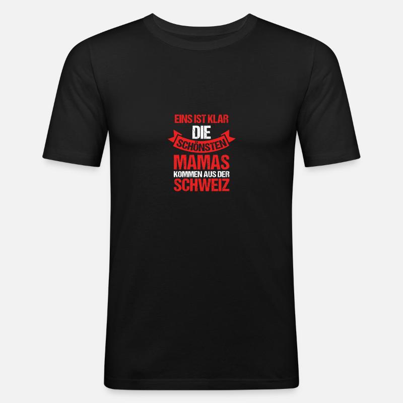 Schweizer Mama Mutter Schweiz - Männer Slim Fit T-Shirt - Schwarz