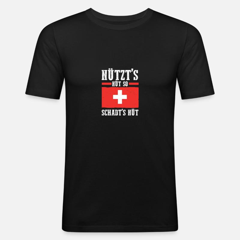 Schweizer Schweiz - Männer Slim Fit T-Shirt - Schwarz
