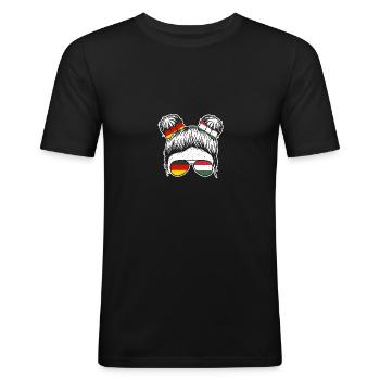 Magyaren Deutschland Ungarn - Männer Slim Fit T-Shirt - Schwarz - Vorne - Nik (191cm)