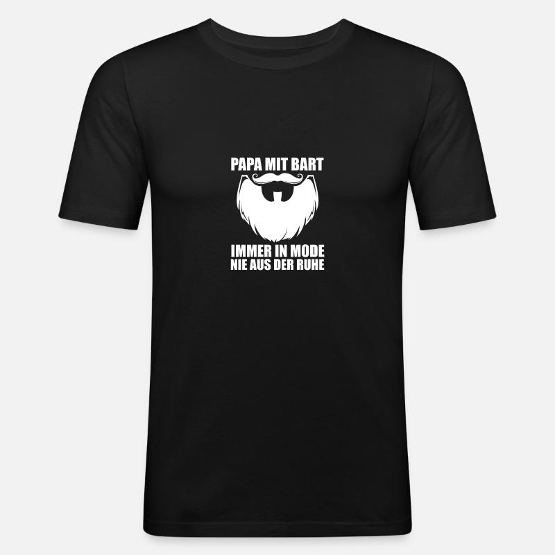 Papa Mit Bart - Männer Slim Fit T-Shirt - Schwarz