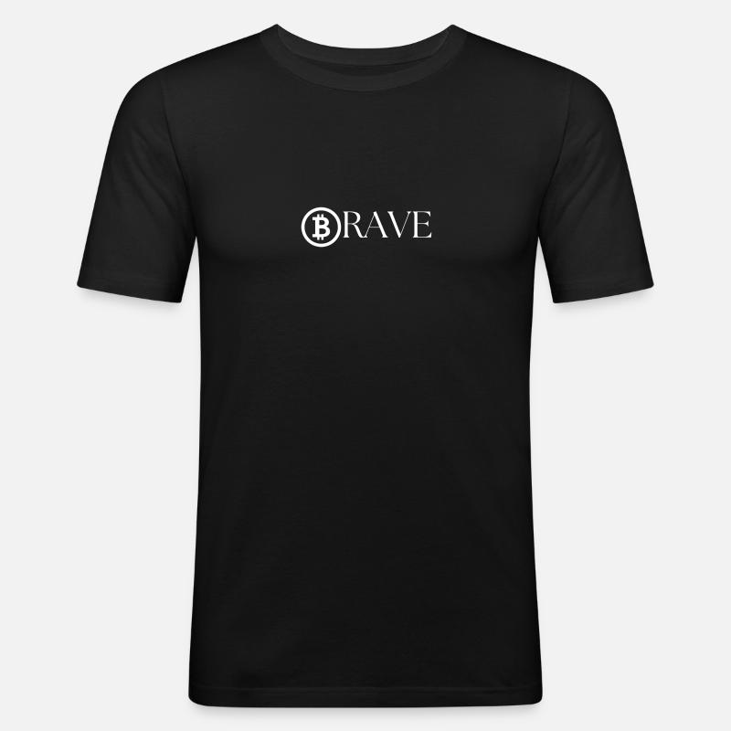 Bitcoin Brave - Männer Slim Fit T-Shirt - Schwarz