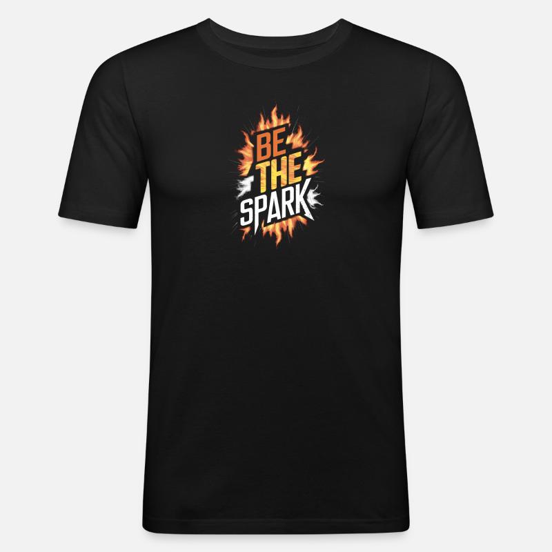 Sei der Funke - Männer Slim Fit T-Shirt - Schwarz