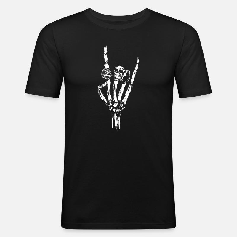 Knochen Hand mit Ringe - Männer Slim Fit T-Shirt - Schwarz
