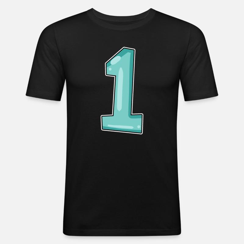 1 - Männer Slim Fit T-Shirt - Schwarz