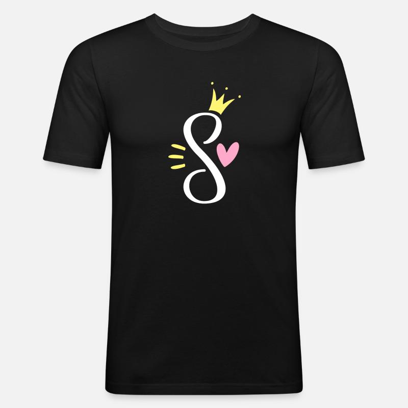 Buchstabe S Anfangsbuchstabe Krone - Männer Slim Fit T-Shirt - Schwarz