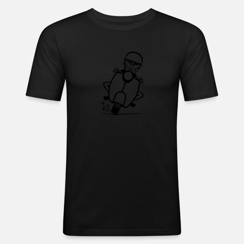 motorroller rasen witzig - Männer Slim Fit T-Shirt - Schwarz