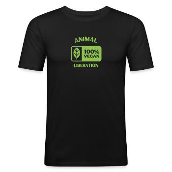 Animal Liberation, vegan - Men's Slim Fit T-Shirt - black - Front - Nik (191cm)
