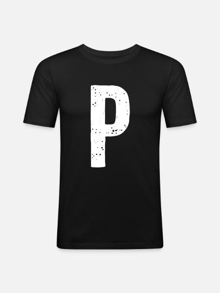 P Letter - Men's Slim Fit T-Shirt - black