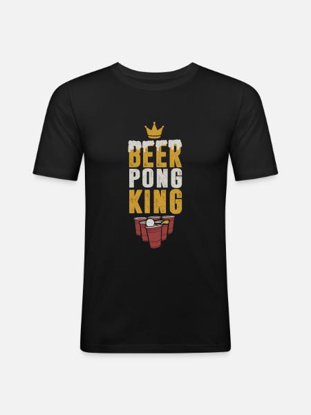 Beerpong King - drinking Team - Männer Slim Fit T-Shirt - Schwarz