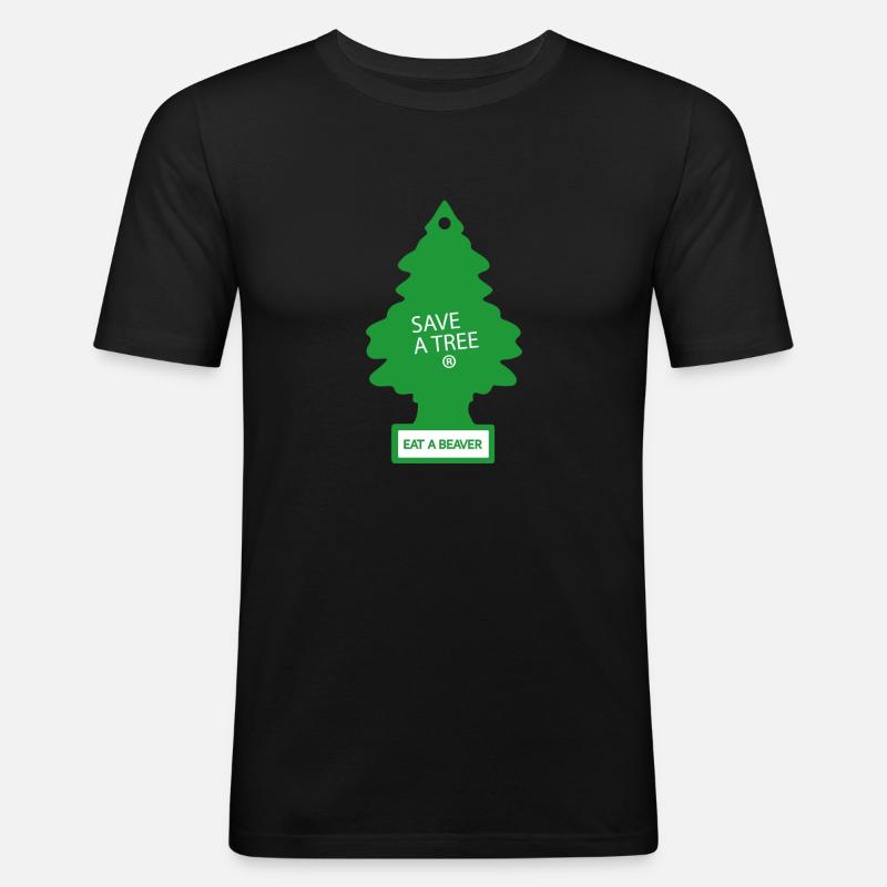 Speichern Sie einen Baum - Männer Slim Fit T-Shirt - Schwarz
