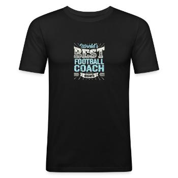 TOP Football Coach: Best Football Coach Ever - Men's Slim Fit T-Shirt - black - Front - Nik (191cm)