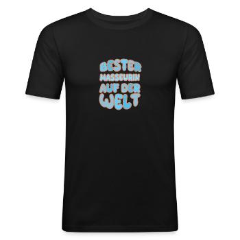 Geschenk für Masseurin - Männer Slim Fit T-Shirt - Schwarz - Vorne - Nik (191cm)