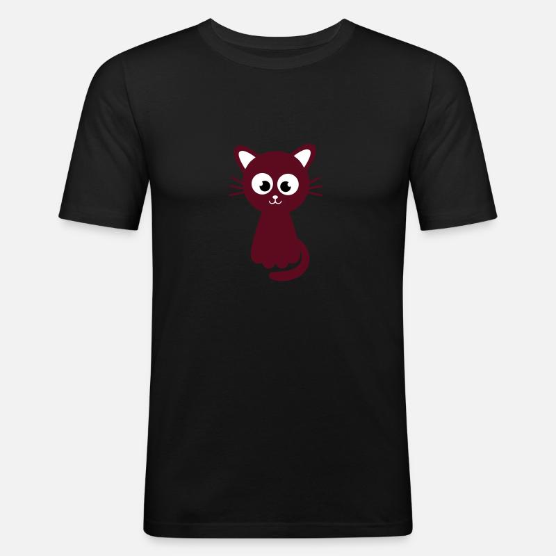 Funny sweet cat - T-shirt près du corps Homme - noir