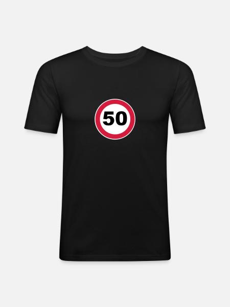 50th birthday sign - Men's Slim Fit T-Shirt - black