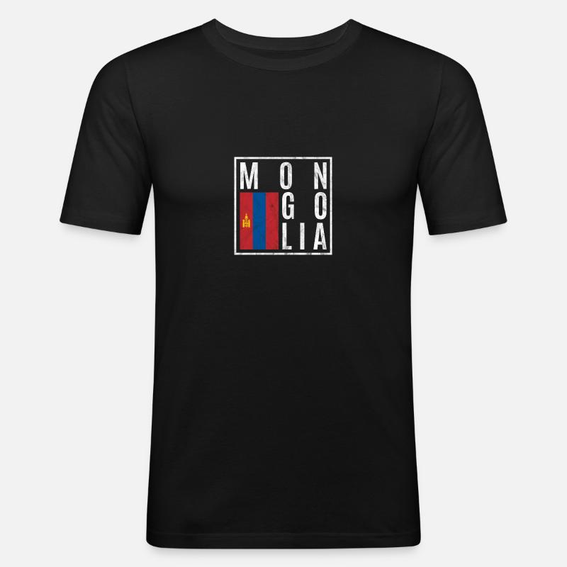 Mongolei - Männer Slim Fit T-Shirt - Schwarz