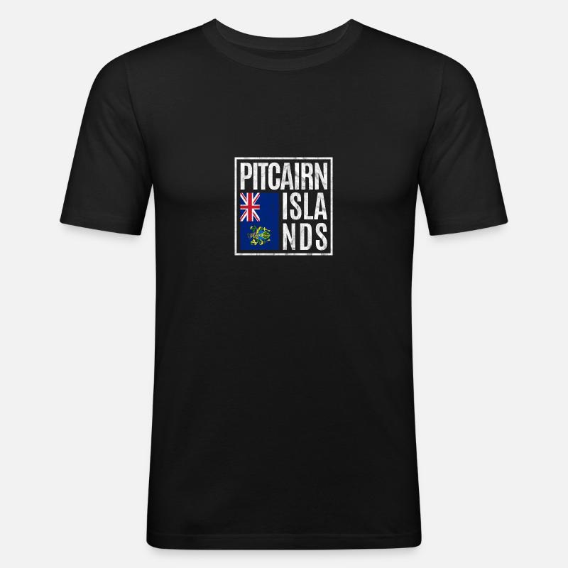 Pitcairninseln - Männer Slim Fit T-Shirt - Schwarz