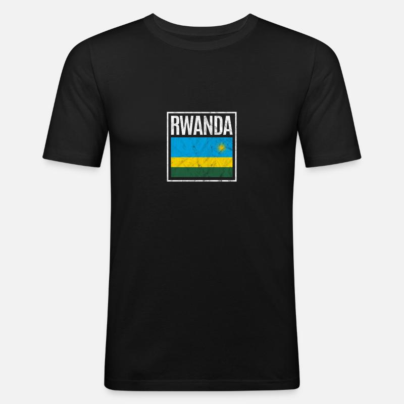 Ruanda - Männer Slim Fit T-Shirt - Schwarz