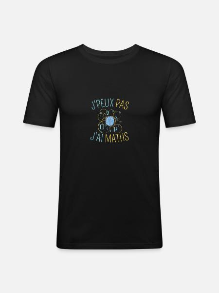 J'peux pas j'ai maths - T-shirt près du corps Homme - noir