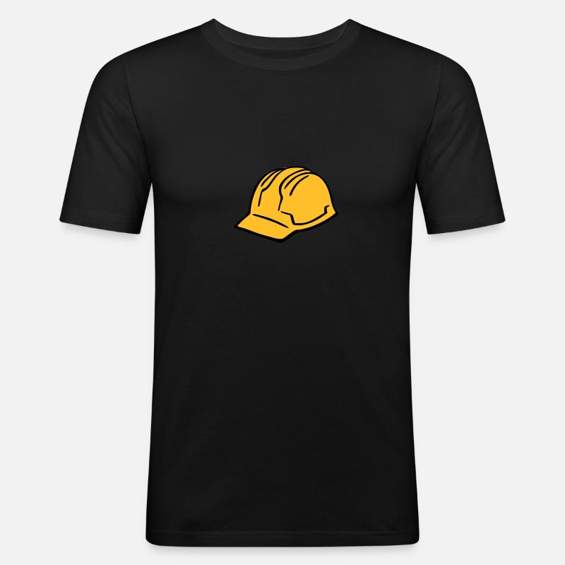 Bau Helm - Männer Slim Fit T-Shirt - Schwarz