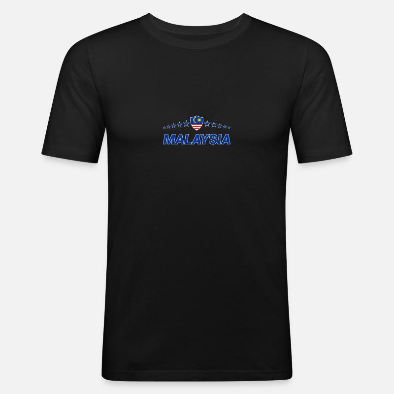 Malaysia - Männer Slim Fit T-Shirt - Schwarz