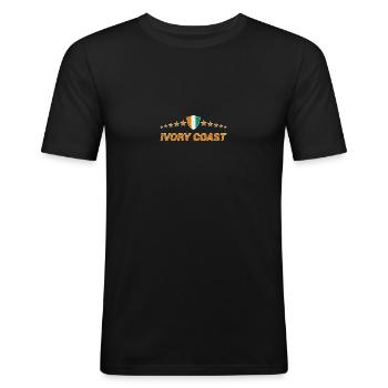 Côte d’Ivoire - T-shirt près du corps Homme - noir - Devant - Nik (191cm)