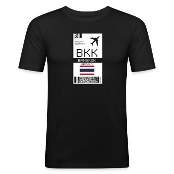Bangkok, Thailand Bordkarte - BKK Ticket - Männer Slim Fit T-Shirt - Schwarz - Vorne - Nik (191cm)