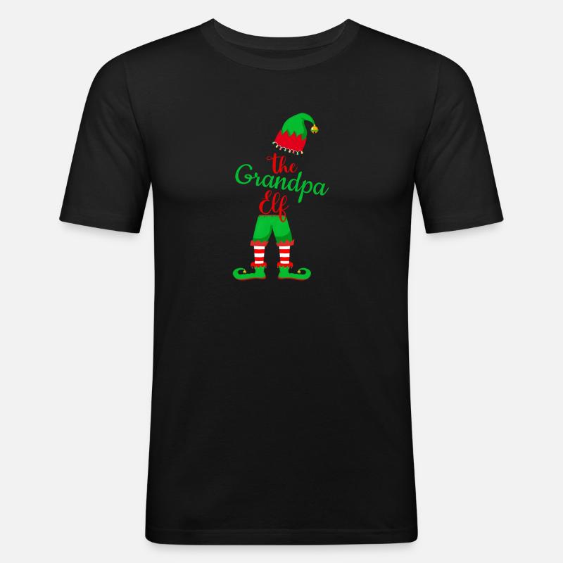 Noël pour Papi - Papi lutin - T-shirt près du corps Homme - noir