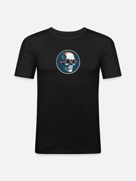 Skull with sunglasses, skull, skeleton - Men's Slim Fit T-Shirt - black