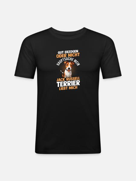 Hund Jacke Russell - Männer Slim Fit T-Shirt - Schwarz