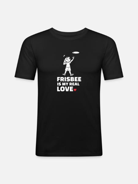 Ich Liebe Frisbee - Männer Slim Fit T-Shirt - Schwarz