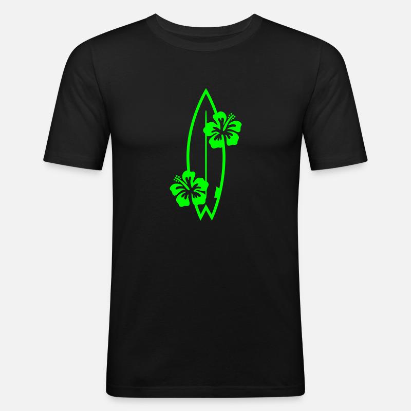 Surfen - Männer Slim Fit T-Shirt - Schwarz