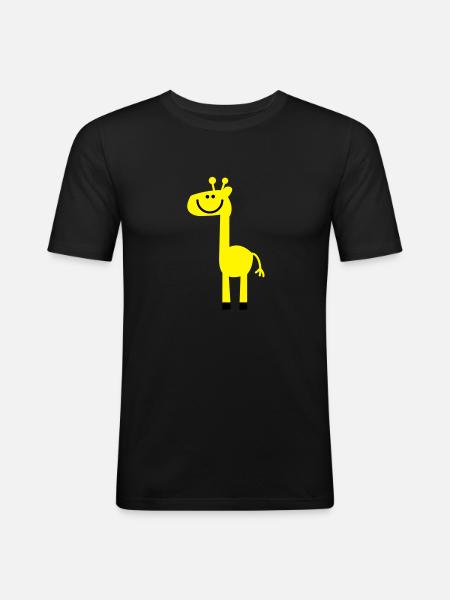 Giraffe - Männer Slim Fit T-Shirt - Schwarz