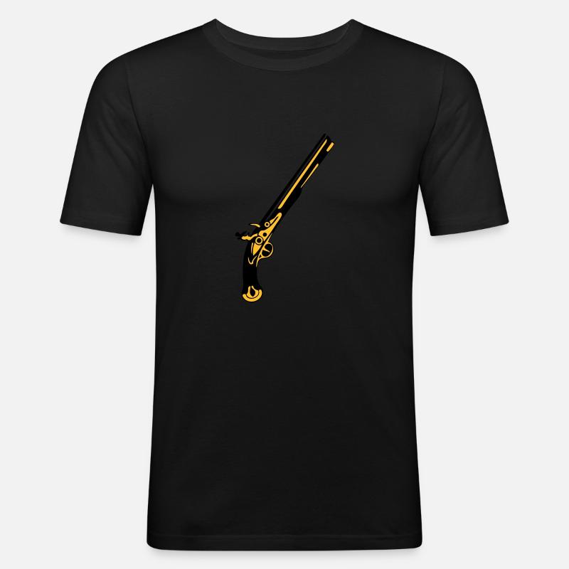 Alte Waffe Waffe Revolver - Männer Slim Fit T-Shirt - Schwarz