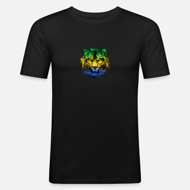Gabun - Männer Slim Fit T-Shirt - Schwarz