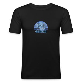 Griechenland - Männer Slim Fit T-Shirt - Schwarz - Vorne - Nik (191cm)