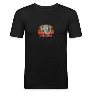 Uganda - Men's Slim Fit T-Shirt - black - Front - Nik (191cm)