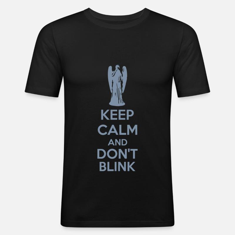 Keep Calm And Don't Blink - Männer Slim Fit T-Shirt - Schwarz