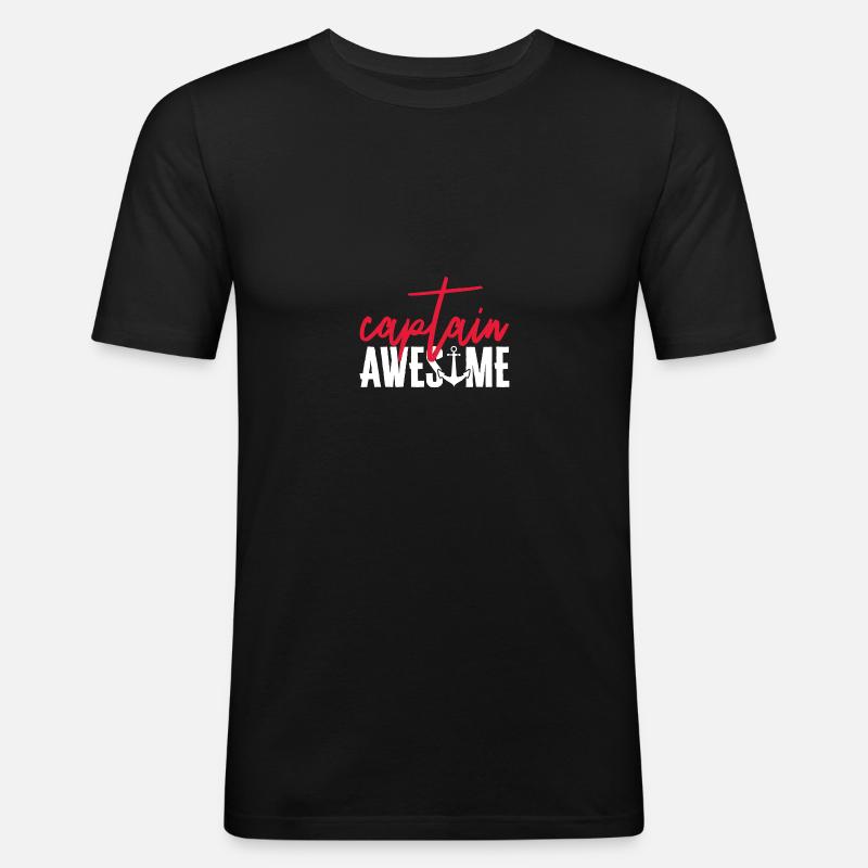 Captain Awesome Funny Sailing Boating - Männer Slim Fit T-Shirt - Schwarz