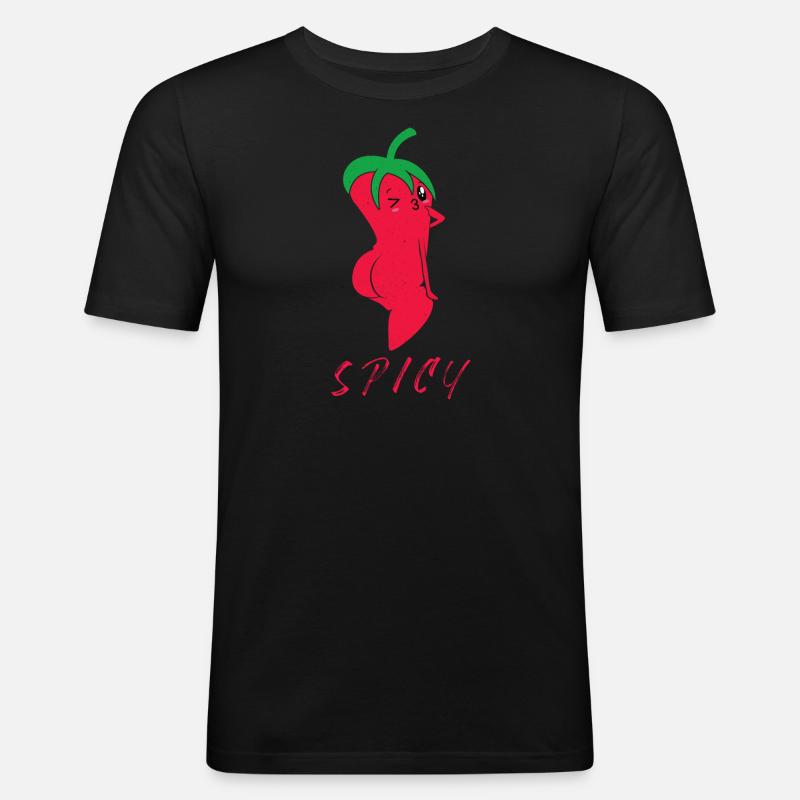 Scharfe Peperoni / Paprika - Männer Slim Fit T-Shirt - Schwarz