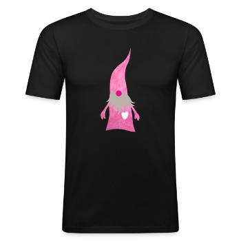 Wichtel Flausch Weihnachten Zwerg Herz Bart Mütze - Männer Slim Fit T-Shirt - Schwarz - Vorne - Nik (191cm)