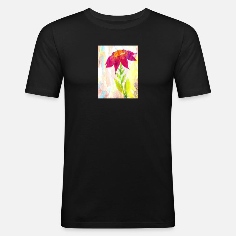 Eine Blume - Männer Slim Fit T-Shirt - Schwarz