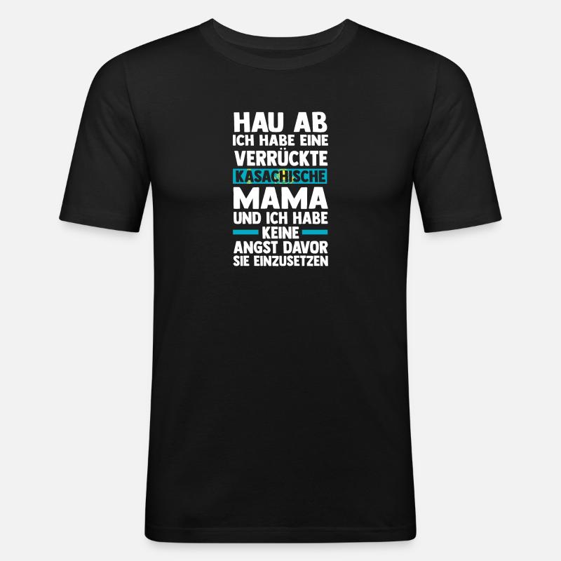 Kasachen Mama Mutter Kasachstan - Männer Slim Fit T-Shirt - Schwarz
