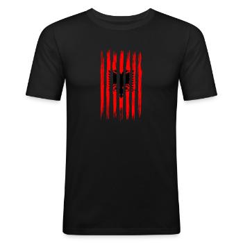 Albanischer Adler - Männer Slim Fit T-Shirt - Schwarz - Vorne - Nik (191cm)