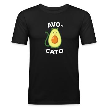 Avocato Avo Cato Cute Avocado Cat Design - Men's Slim Fit T-Shirt - black - Front - Nik (191cm)