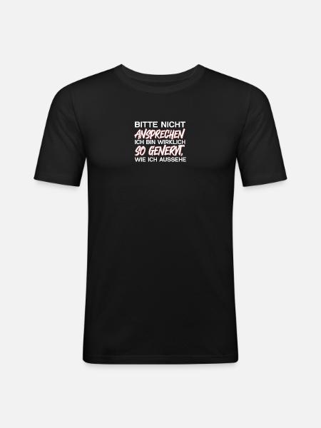 Bitte Nicht Ansprechen - Männer Slim Fit T-Shirt - Schwarz
