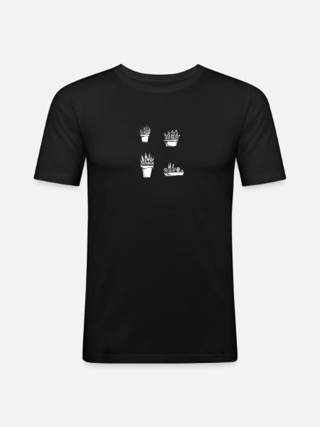 small hand drawn succulents illustration - Men's Slim Fit T-Shirt - black
