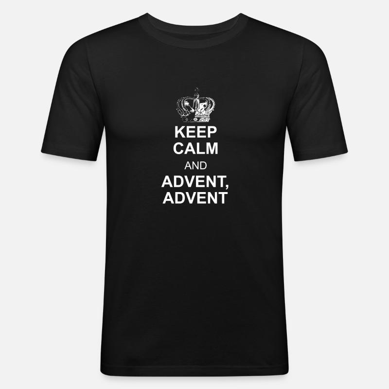 Advent Keep Calm - Männer Slim Fit T-Shirt - Schwarz
