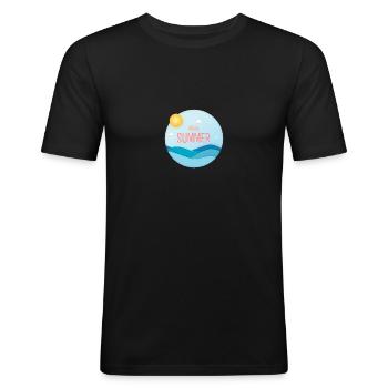Hello summer Hallo Sommer T Shirt Print - Männer Slim Fit T-Shirt - Schwarz - Vorne - Nik (191cm)