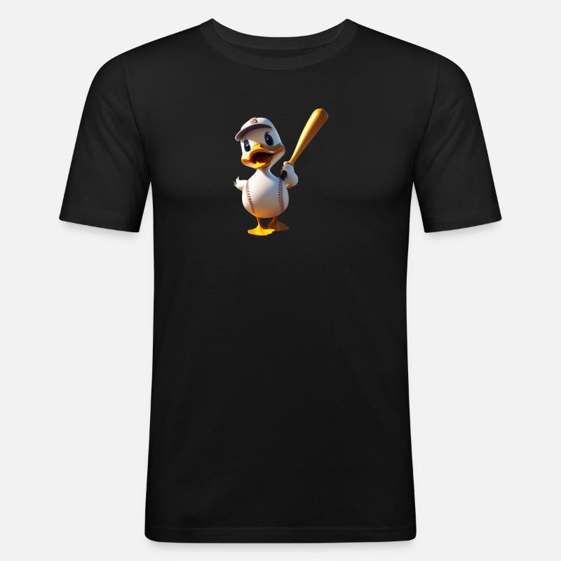 Baseball Ente - Männer Slim Fit T-Shirt - Schwarz
