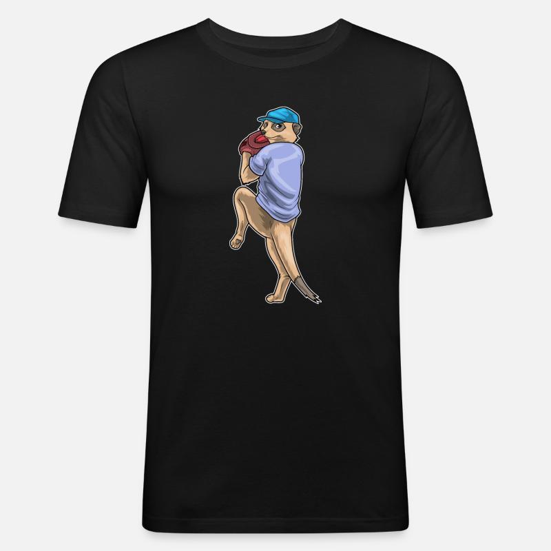 Erdmännchen Baseball Baseballhandschuh - Männer Slim Fit T-Shirt - Schwarz